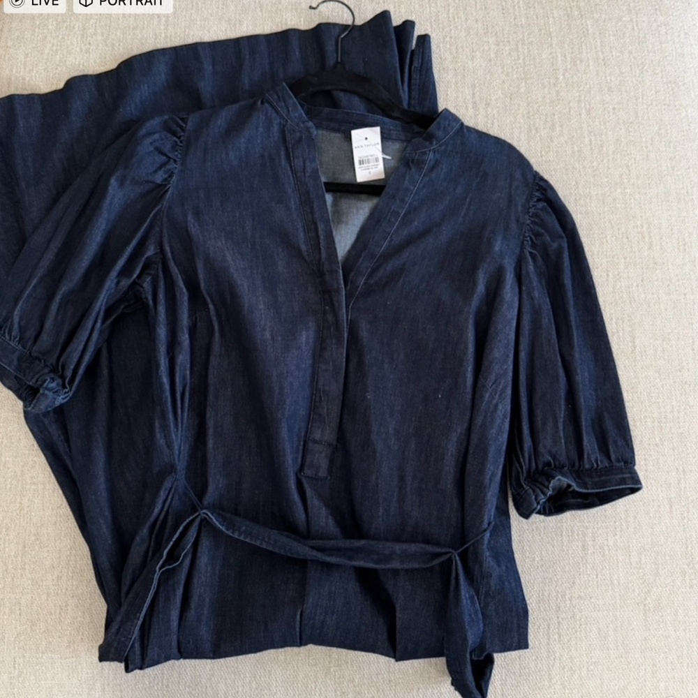 Ann Taylor Belted Midi Denim Dress BRAND NEW WITH TAGS!